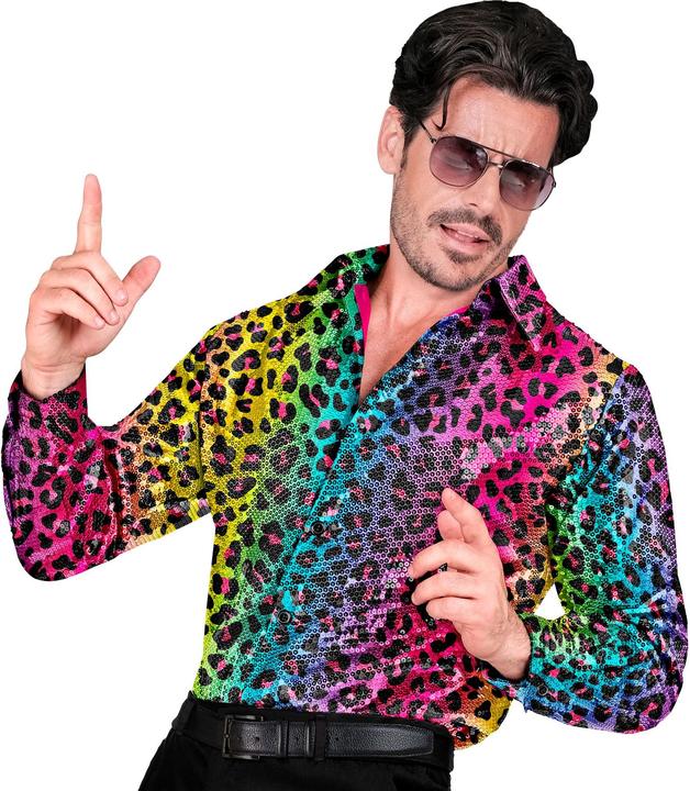 Immagine prodotto Widmann Camicia da uomo in paillettes con stampa leopardata Rainbow (S)