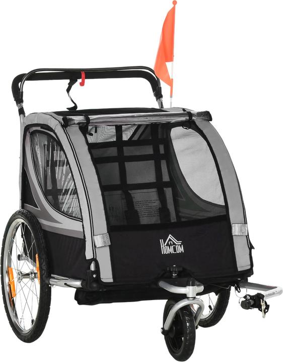 Immagine prodotto Homcom Kinderfahrradanhänger Stahl, Polyester Grau+Schwarz