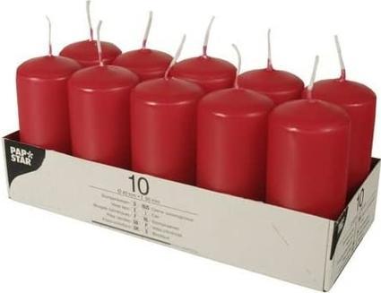 Immagine prodotto Papstar Candele a colonna, 40 mm, rosso, confezione da 10 Diametro: 40 mm, Altezza: 90 mm, Tempo di (10 pz.)