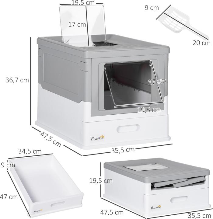 Actual product image PawHut Cat litter tray with pull-out drawer (Cat litter tray open)