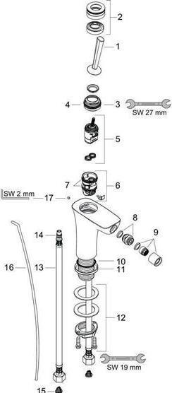 Immagine prodotto hansgrohe Miscelatore monocomando HG per bidet PURA VIDA DN 15 con scarico a scomparsa. 1 1/4inch wh c