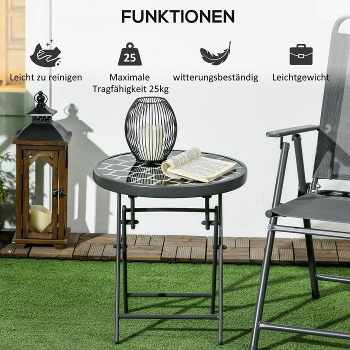 Produktbild Swisshandel24 Beistelltisch klappbar, Klapptisch Outdoor, Gartentisch mit Tischplatte aus gehärtetem Glas, Camping (45 cm)