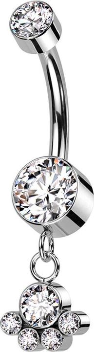 Produktbild Star Piercing Banane Innengewinde silber zwei Zylinder Kristall silber Anhänger fünf Kristalle silber (ohne Messing, Titan G23)