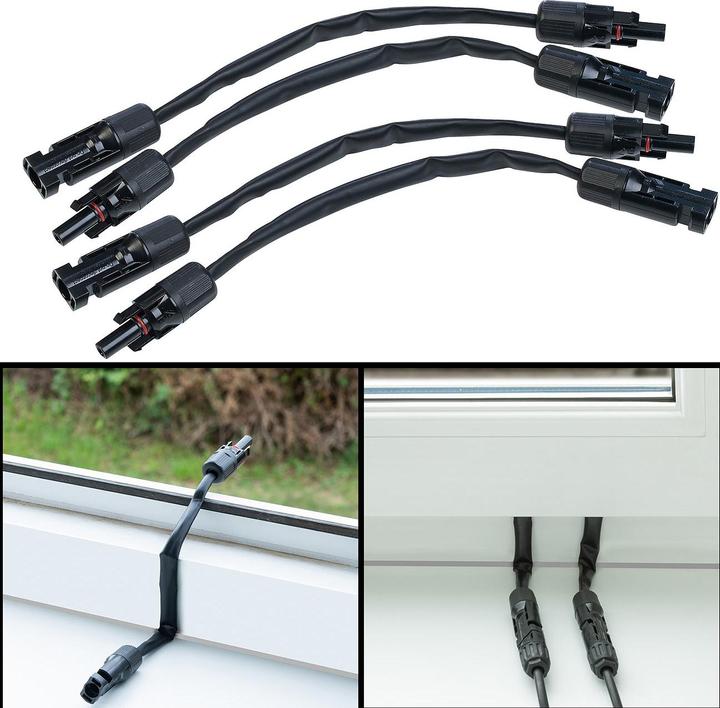 Image du produit Revolt Lot de 4 câbles solaires extra-plats résistants aux intempéries, à traverser, compatibles MC4 (Matériel de montage du système solaire)
