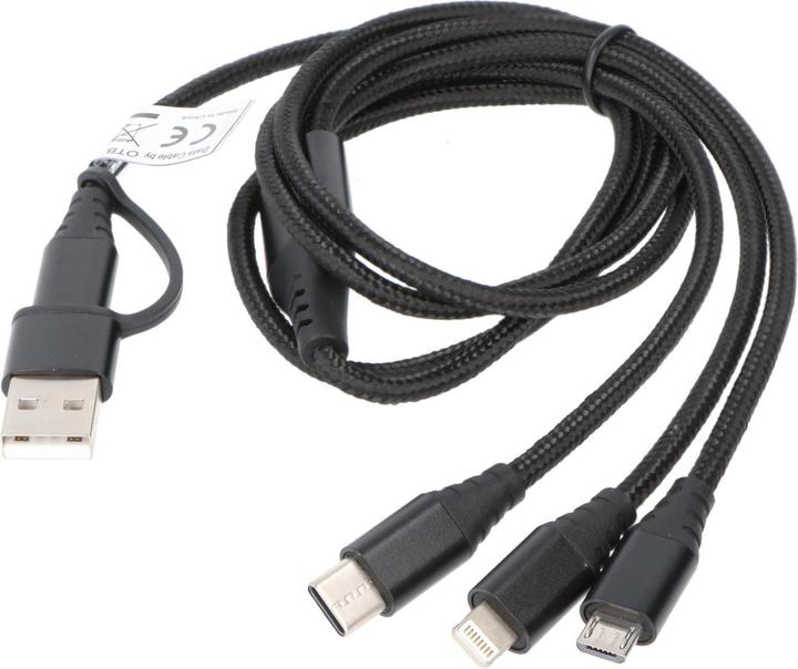 Immagine prodotto AccuCell Cavo di ricarica USB 3in1 con connessione Lightning, micro USB e USB-C (1 m, USB 2.0)