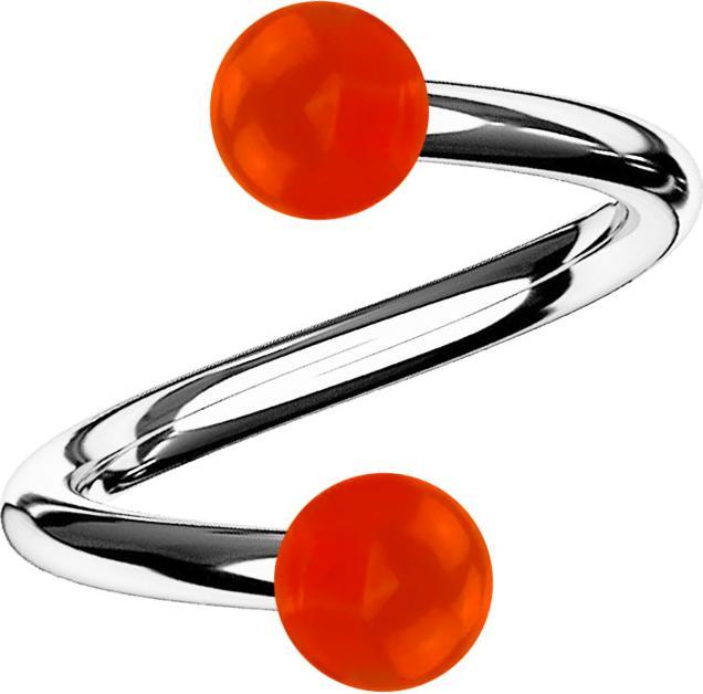 Image du produit Star Piercing Spirale argentée avec deux boules rouges transparentes (Acrylique, sans laiton, Acier chirurgical 316L)
