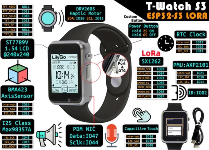 Actual product image Lilygo T-Watch S3 Smartwatch ESP32-S3 with 868Mhz Lora