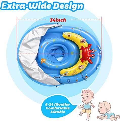 Image du produit Activity Board Bouée bébé avec toit solaire UPF50+ & jouets, aide à la natation bébé pour la piscine, jeune enfant