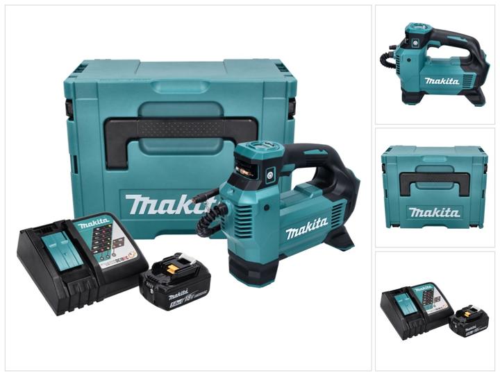 Immagine prodotto Makita DMP 181 RT1J Compressore a batteria 18 V 11,1 bar + 1x batteria 5,0 Ah + caricatore + Makpac (11.10 bar)