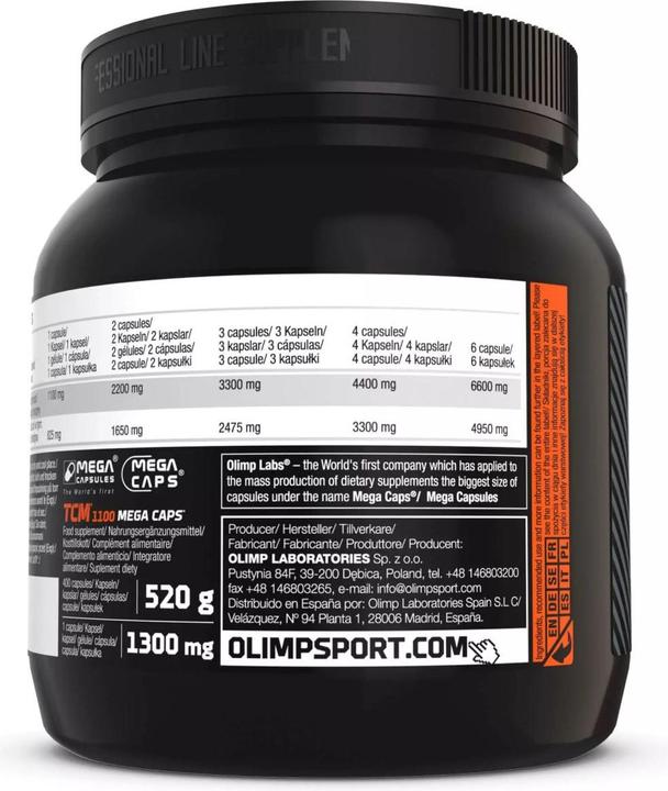 Valeurs nutritives et ingrédients Olimp Sport Nutrition Tri-Créatine Malate (TCM) 1100 Mega (400 pièce(s), Capsules, 400 g)