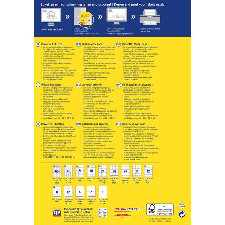 Actual product image Avery Universal labels
