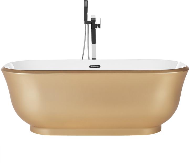 Actual product image Beliani Bathtub free-standing gold oval 170 x 77 cm TESORO (259 l, 170 cm, 77 cm)