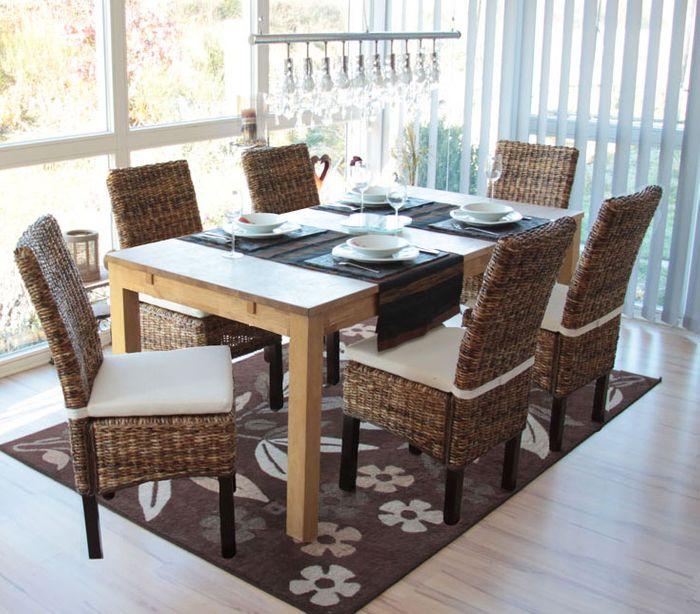 Actual product image Mendler 6x wicker chair BALI banana wickerwork dark