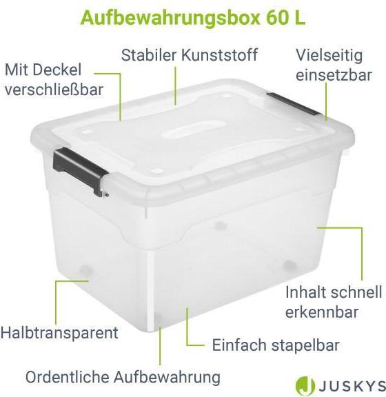 Image du produit Juskys Set de boîtes de rangement avec couvercle (58 x 43 x 34 cm, 60 l)