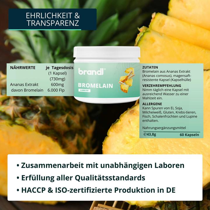 Produktbild Brandl-Nutrition Bromelain Vegan (60 Stück, Kapseln, 43.08 g)