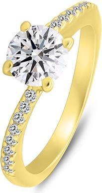 Brilio Silver - Gold plated engagement ring with clear zircons RI138Y - Circuit: 50 mm (50)