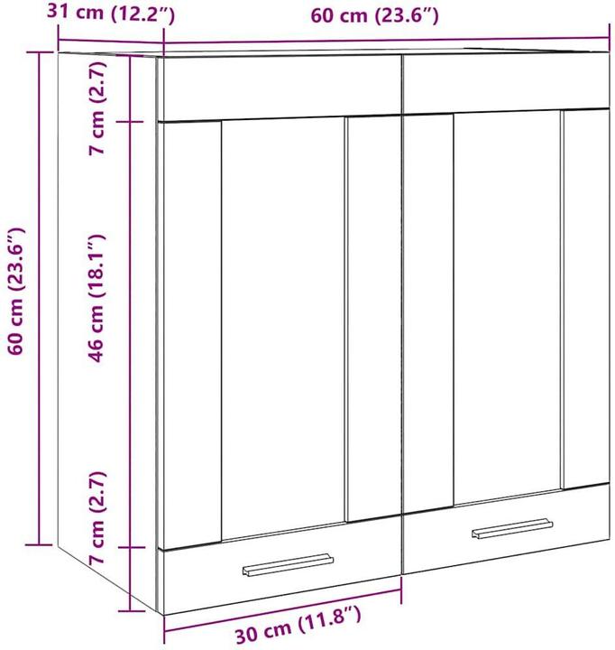 Image du produit VidaXL Küchen-Wandschrank mit Glastüren Altholz-Optik 60x31x60 cm (60 x 31 x 60 cm)
