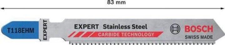 Produktbild Bosch Professional Zubehör EXPERT ‘Stainless Steel’ T 118 EHM Stichsägeblatt, 3 Stück