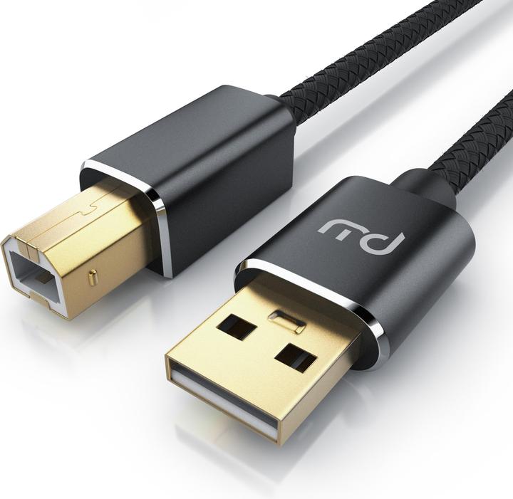 Produktbild Primewire USB Kabel 2.0, Druckerkabel Typ A auf Typ B Stecker, Scannerkabel mit Nylonmantel, Metallstecker (1 m, USB 2.0)