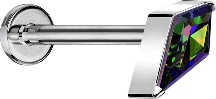 Produktbild Star Piercing Micro Threadless Labret silber Diamant silber mit Kristall dunkel multicolor (Titan G23, ohne Messing)