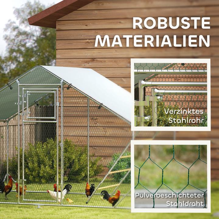 Actual product image PawHut Hühnerstall Verzinkte Stahlrohre, Stahlgitter Silber
