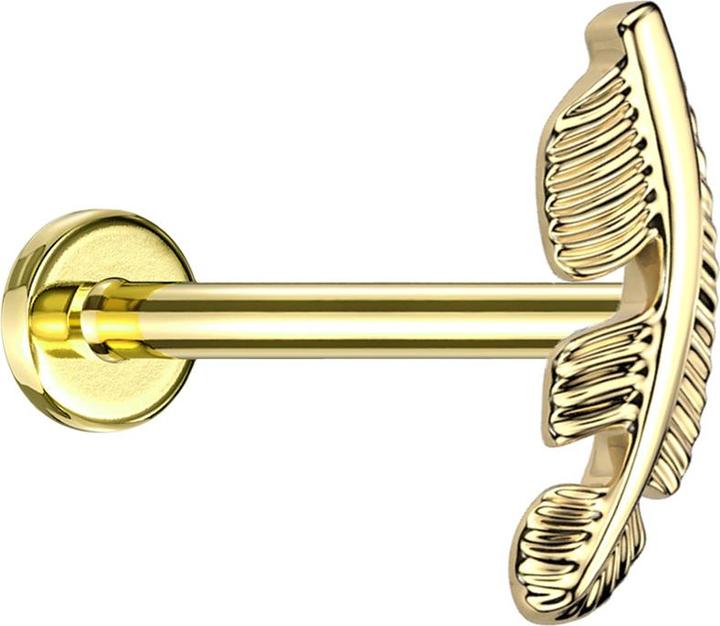 Produktbild Star Piercing Micro Labret Innengewinde vergoldet Feder vergoldet (ohne Messing, Titan G23)