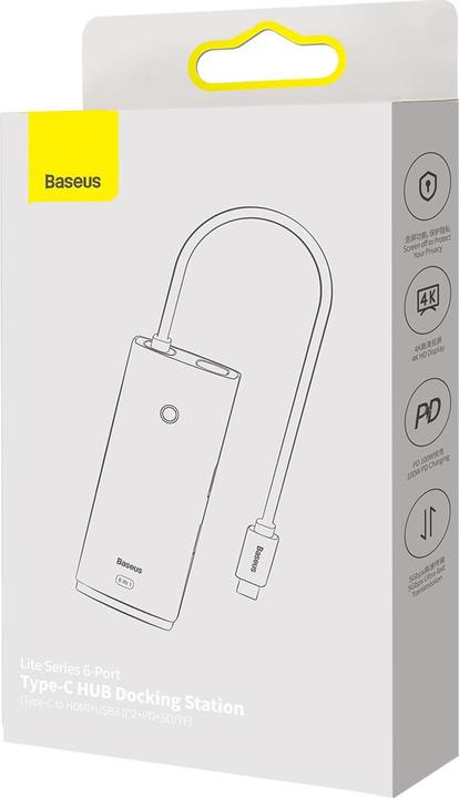 Produktbild Baseus LITE SERIES BS-OH020 HUB ADAPTER TYPE-C 6 PORT Black station (USB-C, 6 Ports)