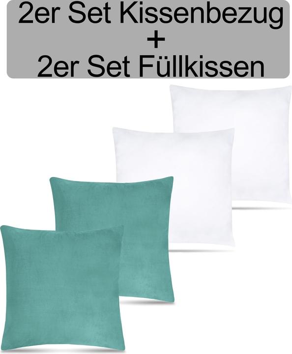 Actual product image Aspero 2 flannel pillowcases + fillings 60x60 cm Blue (60 x 60 cm)