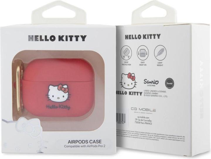 Actual product image Hello Kitty HKAP23DKHSF Airpods Pro 2 cover fuksja/fuschia Silicone 3D Kitty Head (Headphone sleeve)