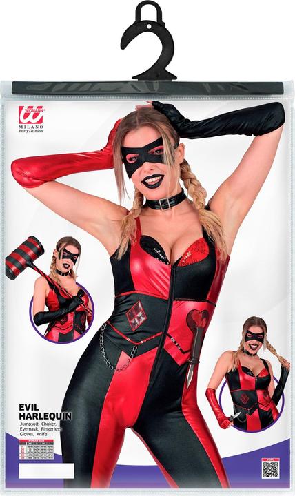 Immagine prodotto Widmann Costume da Arlecchino per donna, tuta, collana, maschera per gli occhi, guanti senza dita, coltello (M)