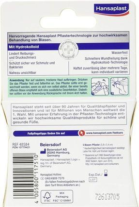 Valeurs nutritives et ingrédients Hansaplast Pansement Ampoule Grand Talon, 5 pièces (5 x)