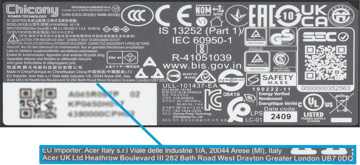 Actual product image Acer KP04501017 (45 W)