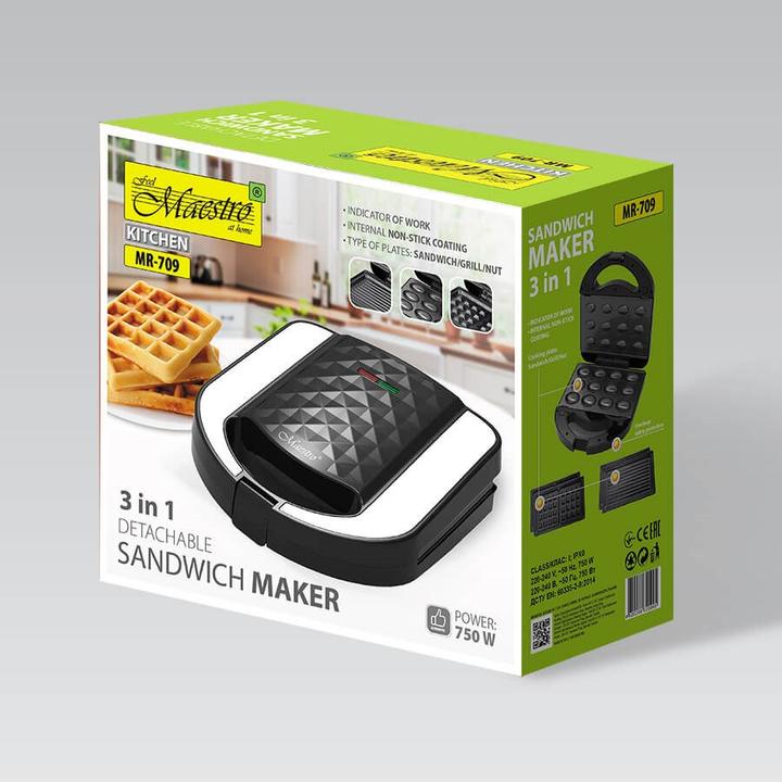 Produktbild Maestro Opiekacz / sandwich 3w1 750W MR-709
