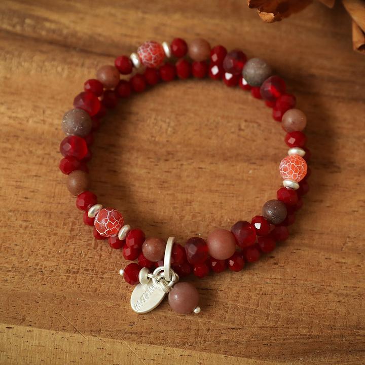 Image du produit Andreani Bracelet avec amazonite véritable (80 cm, Pierres, Nude, Verre, Marron, Métal)