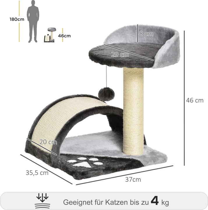 Actual product image PawHut Cat tree with plush (44 cm, Grey)