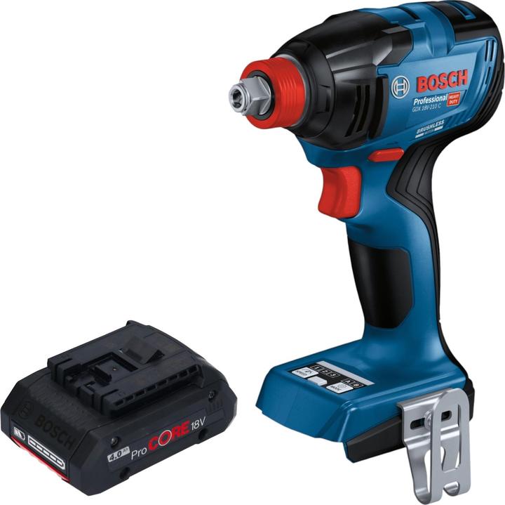 1x Bosch GDX 18V-210 C Professional Akku Drehschlagschrauber, 1x Bosch ProCORE 18 V 4,0 Ah Professional Akku