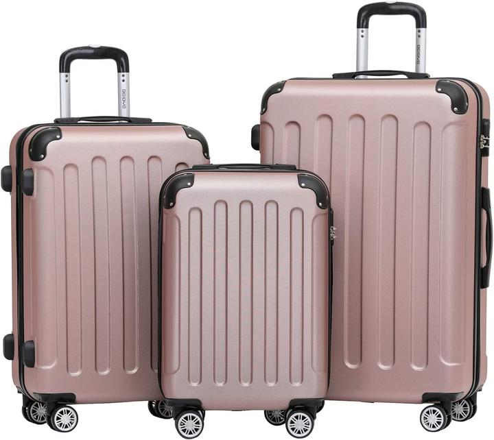 Image du produit Beibye Valise de voyage à roulettes jumelées 3pcs rose doré (M (50 - 90l), L (90 - 115l), XL (à partir de 115l))