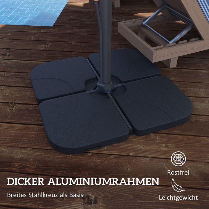 Actual product image Swisshandel24 Alu Ampelschirm 3x3 m 360° drehbar Ständer neigbar höhenverstellbar, Hellgrau (2.97 m)