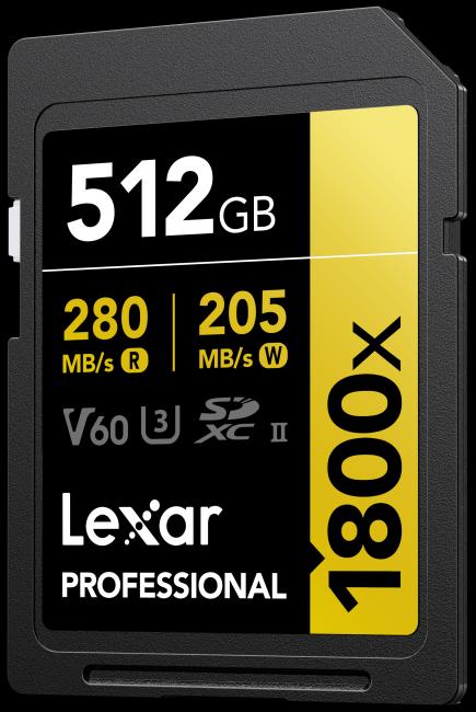 Actual product image Lexar Professional (512 GB, SDXC, U3, UHS-II)