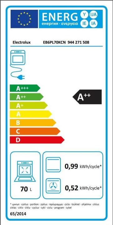 Label énergétique Electrolux EB6PL70KCN