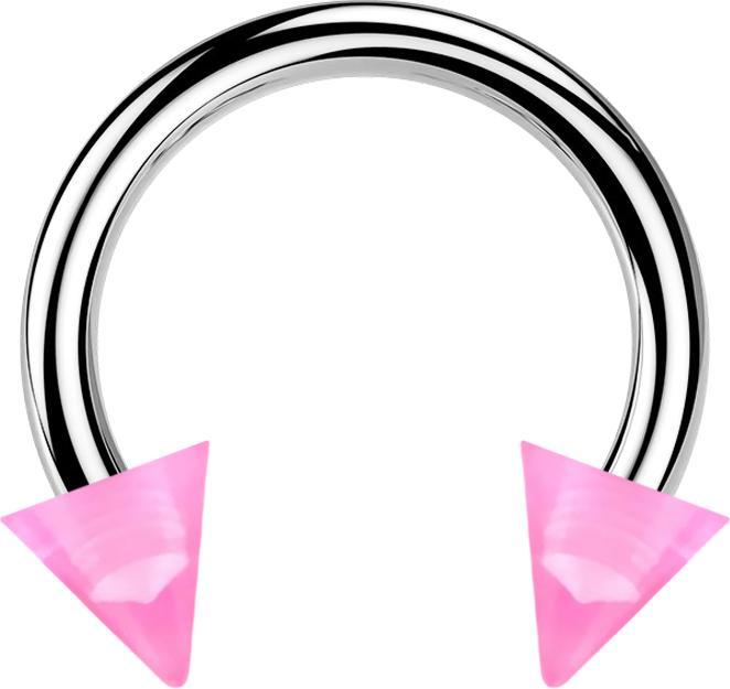Star Piercing Circular Barbell silber mit zwei Cones pink transparent (Acryl, ohne Messing, Chirurgenstahl 316L)