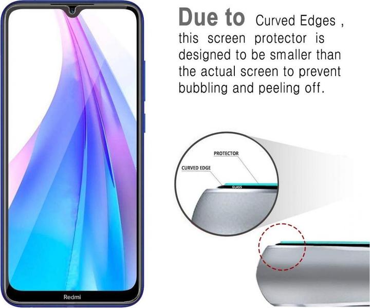 Actual product image Screenguard Xiaomi Redmi Note 8T bulletproof glass protective film Case Friendly Design (1 Piece, Xiaomi Redmi Note 8T)