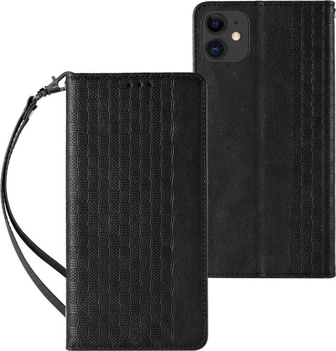 Produktbild Hurtel Magnet Strap Case for iPhone 13 Pouch Wallet + Mini Lanyard Pendant Black (Apple iPhone 13)