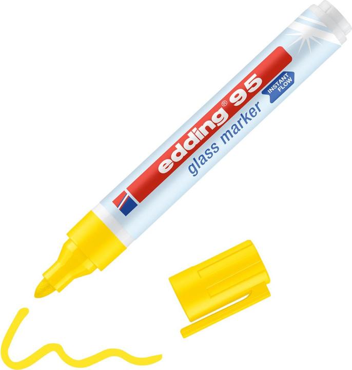 Image du produit Edding Crayon-feutre Marqueur pour verre 95 (Jaune, 3 mm, 1 x)