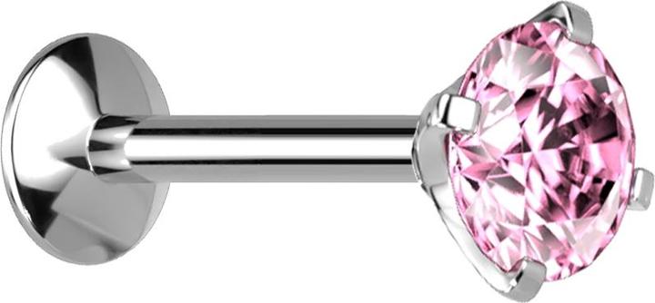 Produktbild Star Piercing Micro Innengewinde Labret UFO silber mit Kristall pink gefasst (Titan G23, ohne Messing)