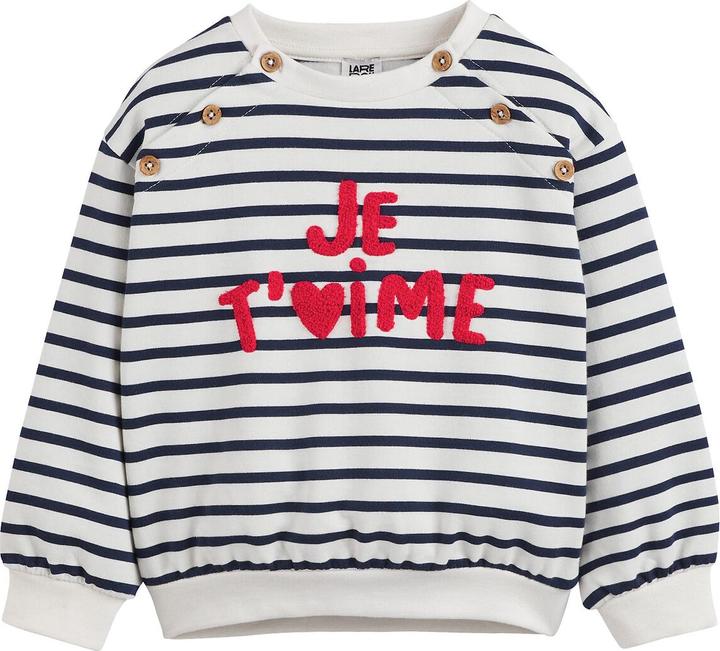 La Redoute Collections Gestreiftes Sweatshirt mit Applikation und Knöpfen