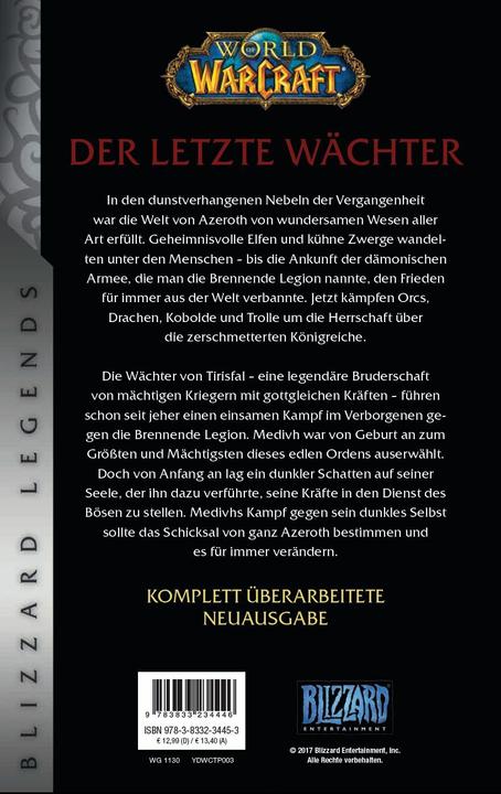 Image du produit Panini World of Warcraft: Der letzte Wächter. Blizzard Legends (Allemand, Jeff Grubb, Andreas Kasprzak, Claudia Kern, 2017)