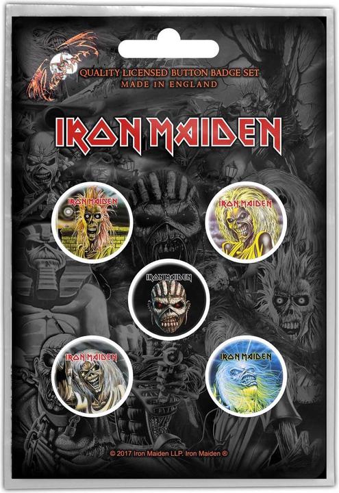 Iron Maiden Abzeichen The Faces of Eddie 5erPack Set Kunststoff Metall