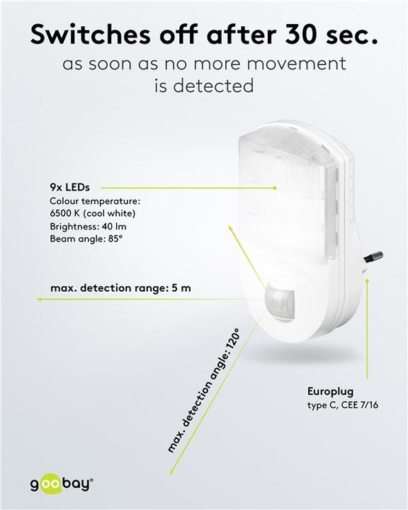 Produktbild Goobay LED-Nachtlicht mit Bewegungsmelder