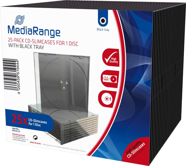 Produktbild MediaRange CD Slimcase 1Disc Black 25 R Leerhüllen Kapazitaet LEER